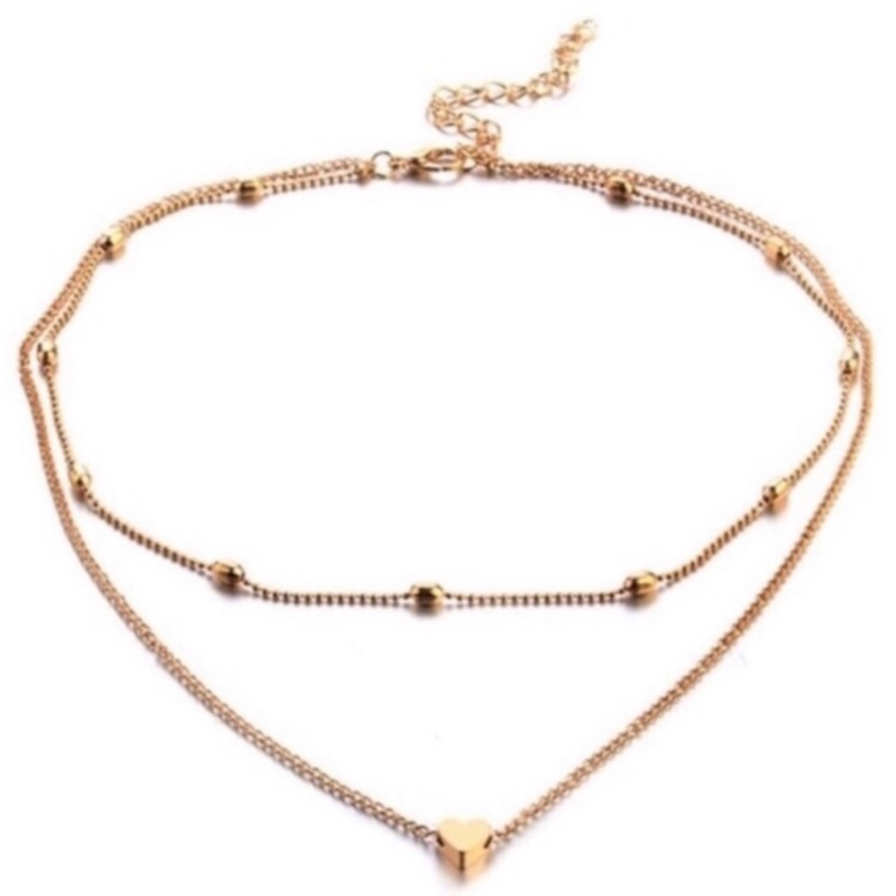 ⚜️𝟯𝟬%𝗢𝗙𝗙 𝗯𝘂𝗻𝗱𝗹𝗲𝘀 𝟯+⚜️ NEW 2 Layered Tiny Heart Charm Beaded Choker - Picture 5 of 15